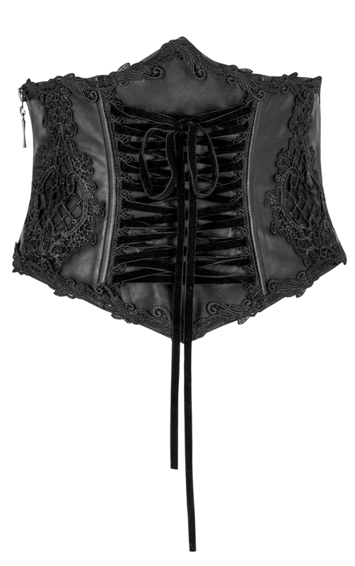 Corset serre-taille cuir brodé