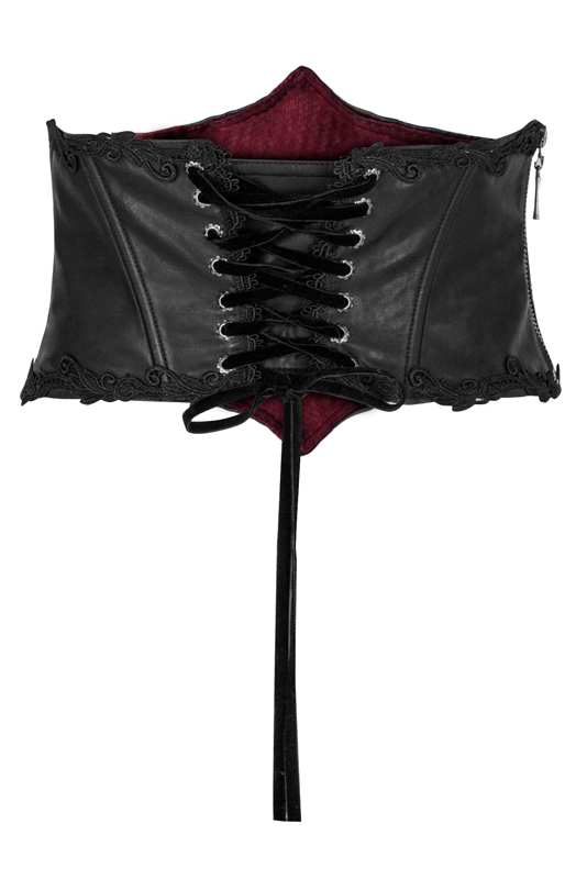 Corset serre-taille cuir brodé