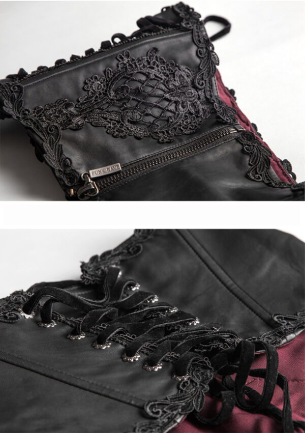 Corset serre-taille cuir brodé