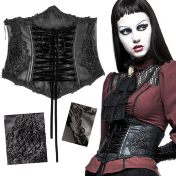 Corset serre-taille cuir brodé
