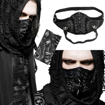 Masque cuir spike et laçage