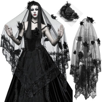 Voile de mariée roses noires Voile de mariée roses noires