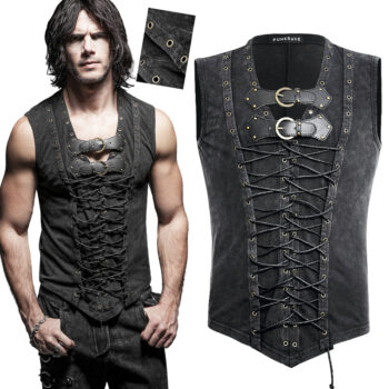 Débardeur steampunk délavé clouté