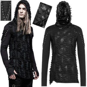 T-shirt capuche destroy mitaines