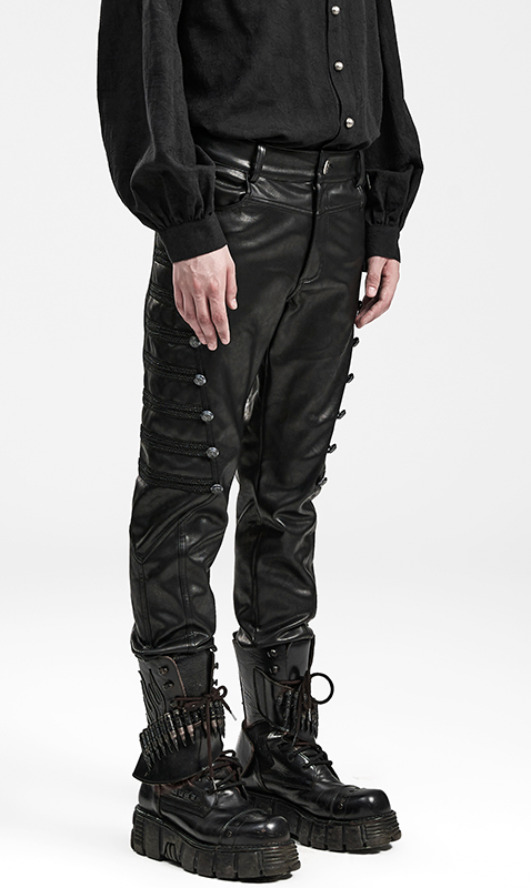 Pantalon officier à boutons en cuir vegan Pantalon officier à boutons en cuir vegan