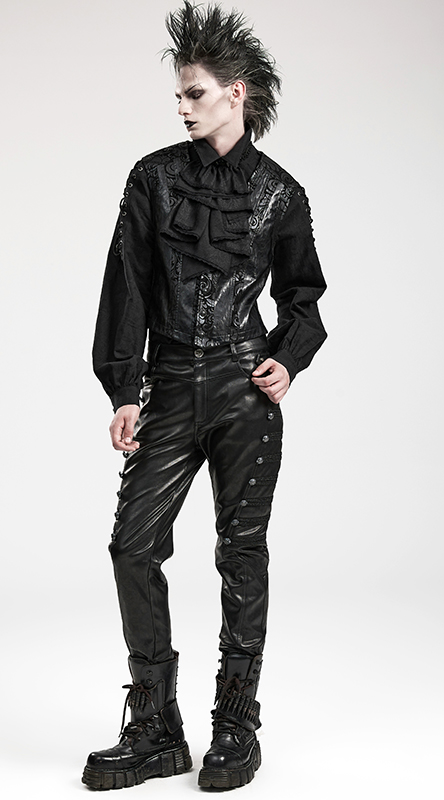 Pantalon officier à boutons en cuir vegan Pantalon officier à boutons en cuir vegan