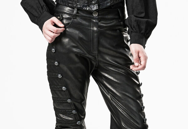 Pantalon officier à boutons en cuir vegan Pantalon officier à boutons en cuir vegan