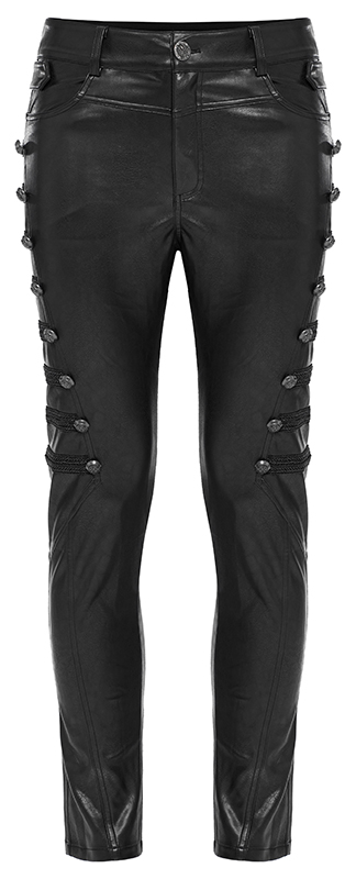 Pantalon officier à boutons en cuir vegan Pantalon officier à boutons en cuir vegan