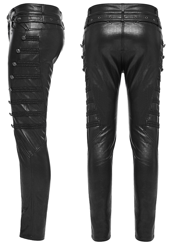 Pantalon officier à boutons en cuir vegan Pantalon officier à boutons en cuir vegan