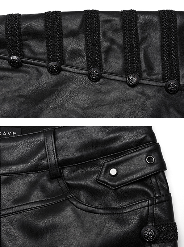 Pantalon officier à boutons en cuir vegan Pantalon officier à boutons en cuir vegan