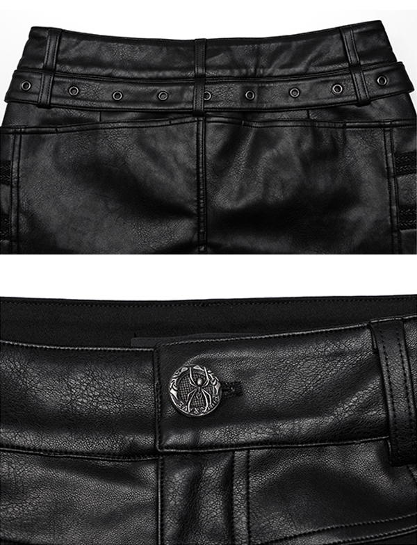 Pantalon officier à boutons en cuir vegan Pantalon officier à boutons en cuir vegan