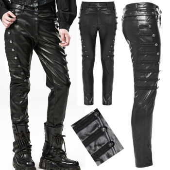 Pantalon officier à boutons en cuir vegan Pantalon officier à boutons en cuir vegan