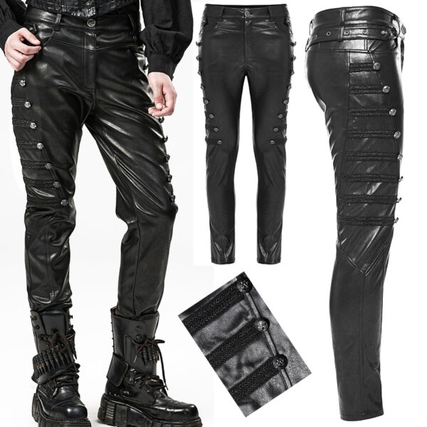 Pantalon officier à boutons en cuir vegan Pantalon officier à boutons en cuir vegan