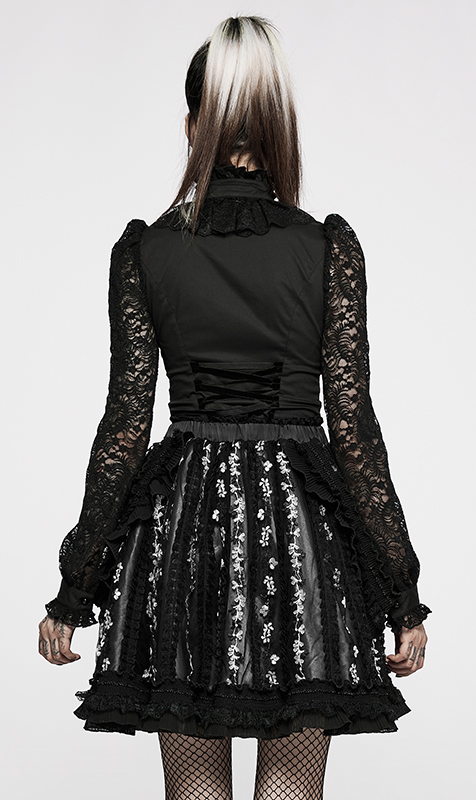 Jupe fleurie à bretelles en dentelle