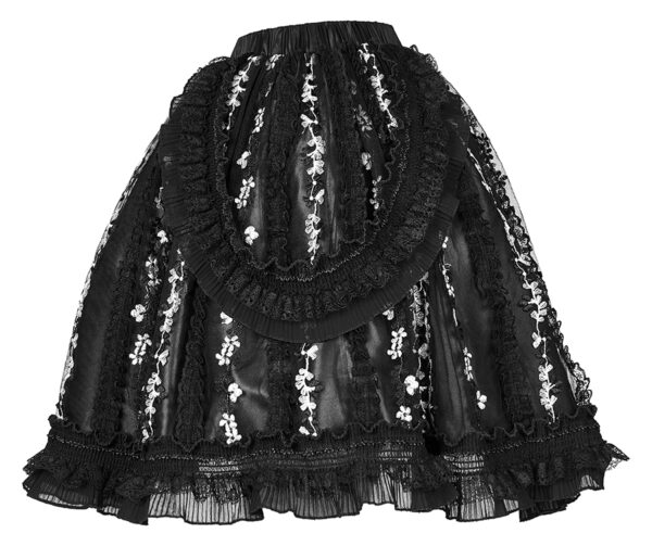 Jupe fleurie à bretelles en dentelle