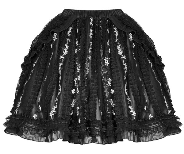 Jupe fleurie à bretelles en dentelle