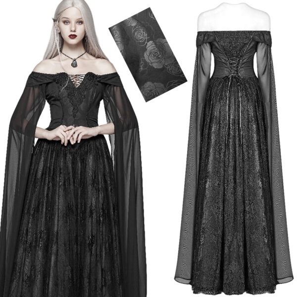 Robe de mariée Elfique roses noires