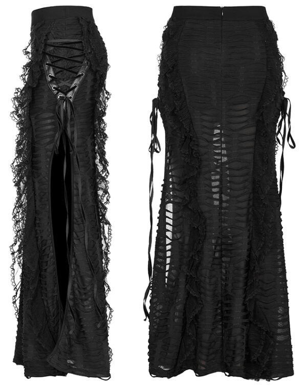 Jupe fendue destroy à dentelle