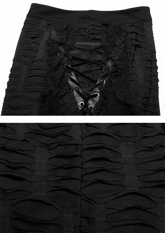 Jupe fendue destroy à dentelle