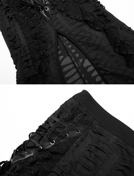 Jupe fendue destroy à dentelle