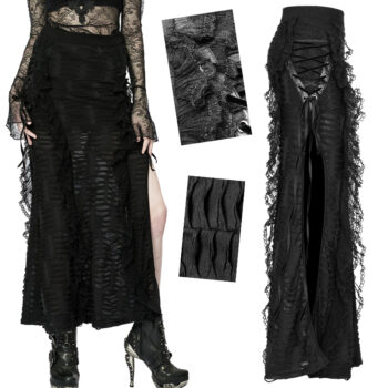 Jupe fendue destroy à dentelle