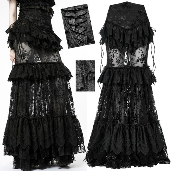 Jupe sirène en dentelle Noire