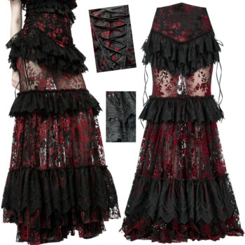 Jupe sirène en dentelle Noire & Rouge