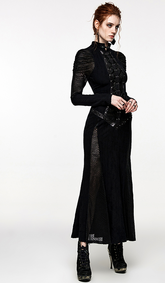 Robe victorienne à détails cuir