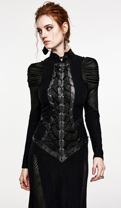 Robe victorienne à détails cuir