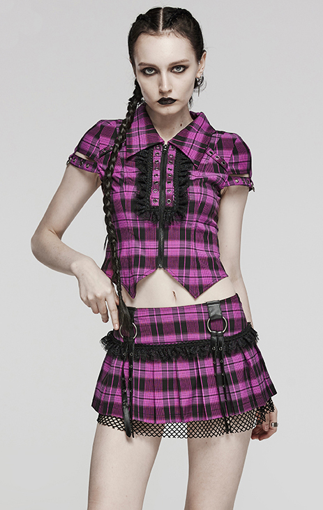 Mini jupe écossaise Rose