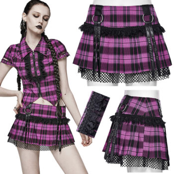 Mini jupe écossaise Rose