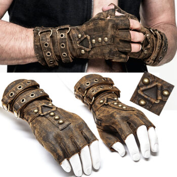 Mitaines steampunk patinées Café