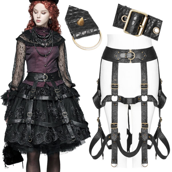 Jupe harnais en cuir vegan Jupe harnais en cuir vegan