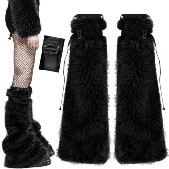 Leg Warmers évasées fausse fourrure – Noir