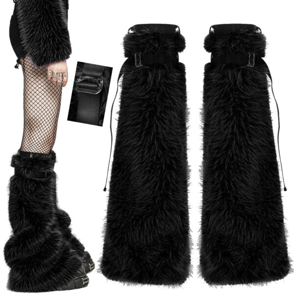 Leg Warmers évasées fausse fourrure – Noir