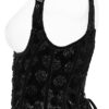 Corset gilet à bretelles motif roses Noir Corset gilet à bretelles motif roses Noir