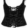 Corset gilet à bretelles motif roses Noir Corset gilet à bretelles motif roses Noir