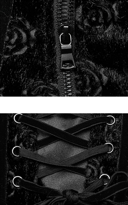 Corset gilet à bretelles motif roses Noir Corset gilet à bretelles motif roses Noir