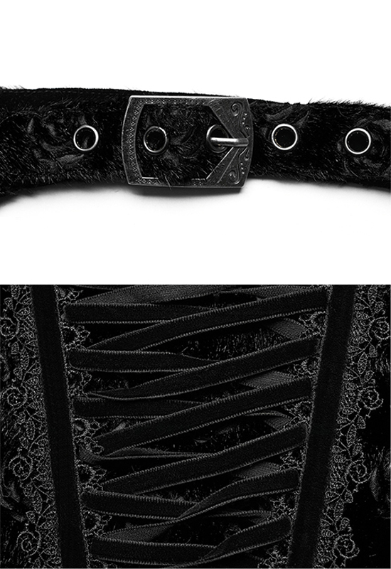 Corset gilet à bretelles motif roses Noir Corset gilet à bretelles motif roses Noir