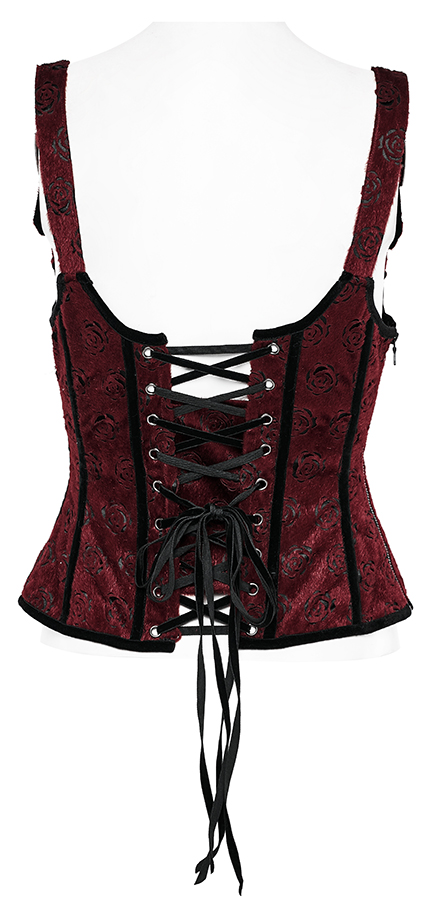 Corset gilet à bretelles motif roses Corset gilet à bretelles motif roses