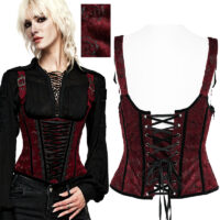 Corset gothique baroque PunkRave à bretelles WS-569-bk-rd.
