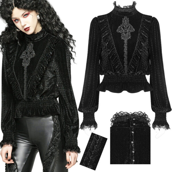 Blouse velours jacquard brodée