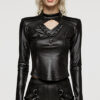 Haut en faux cuir à épaulettes Haut en faux cuir à épaulettes