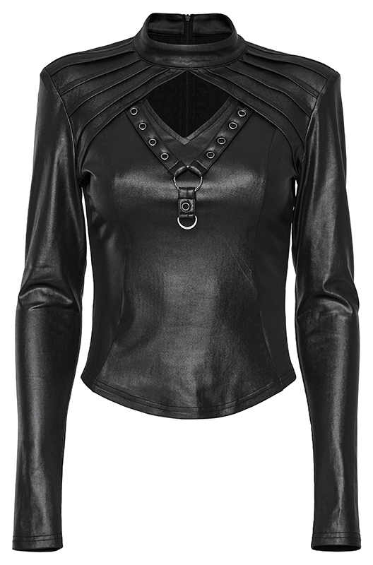 Haut en faux cuir à épaulettes Haut en faux cuir à épaulettes