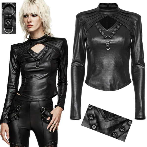 Haut en faux cuir à épaulettes Haut en faux cuir à épaulettes