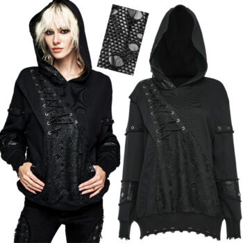 Sweat à capuche résille destroy laçage