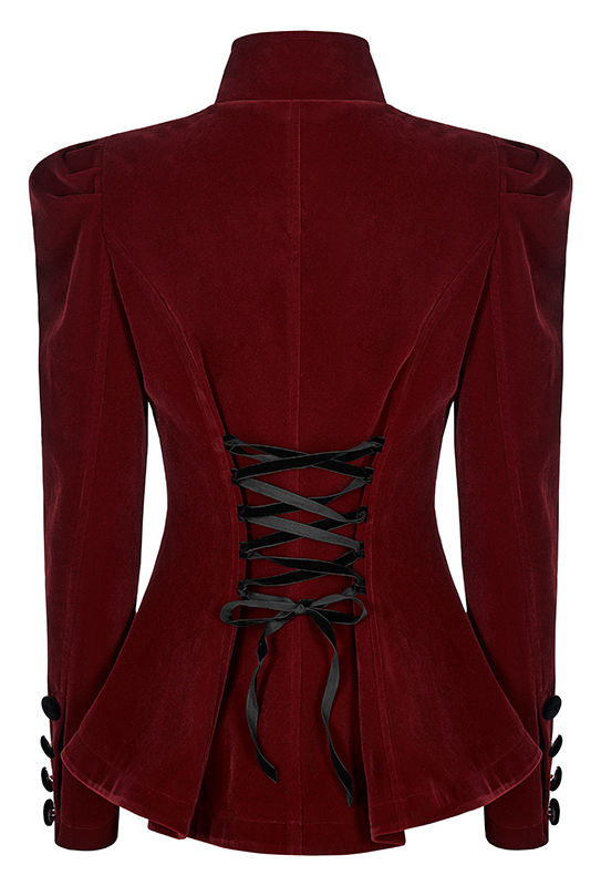 Blazer péplum en velours brodé Rouge