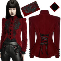 Veste corset velours gothique avec grande broderie.