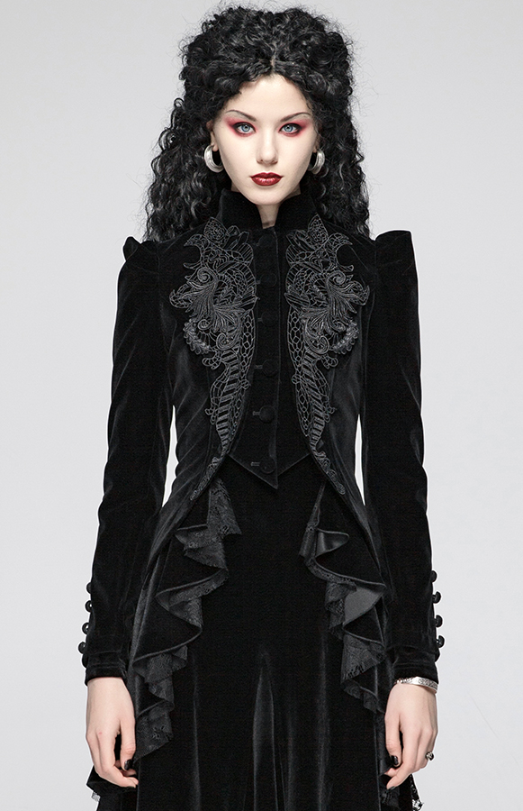 Blazer péplum en velours brodé