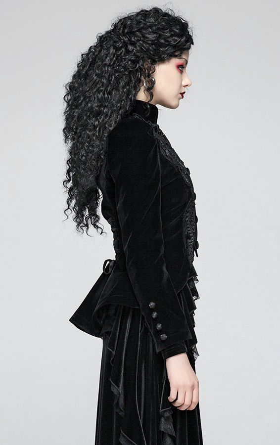 Blazer péplum en velours brodé